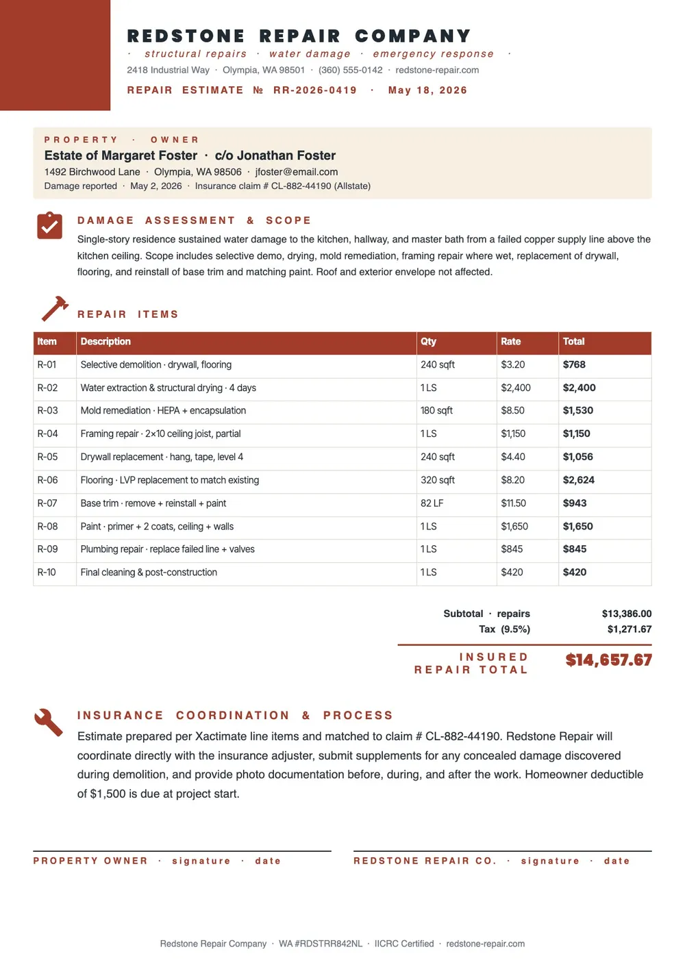 construction-repair-estimate form