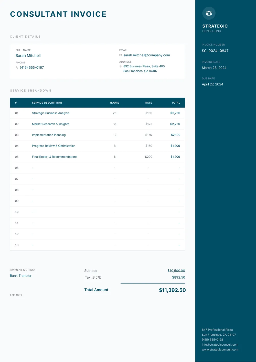 consultant-invoice form
