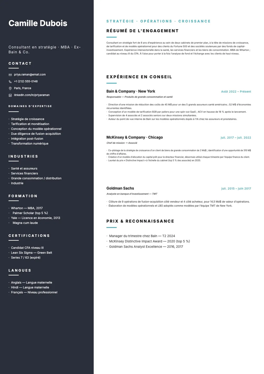 Modèle de CV de consultant