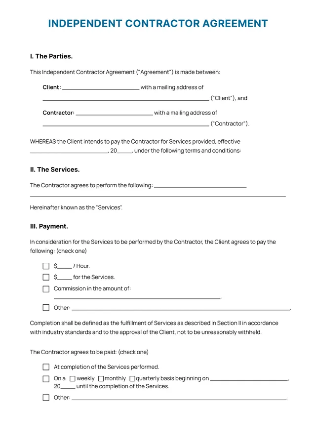 contractor-contract form