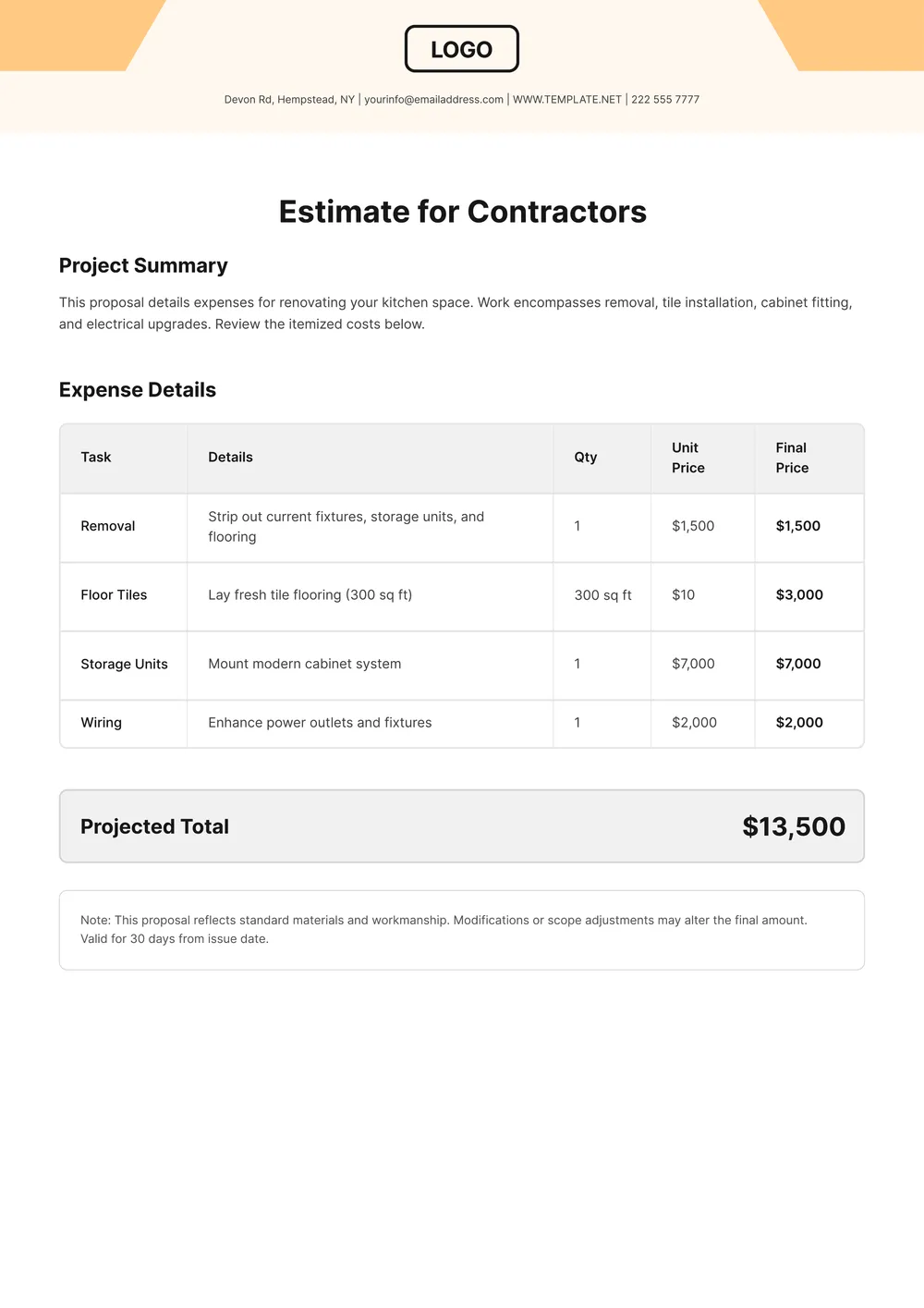 contractor-estimate form