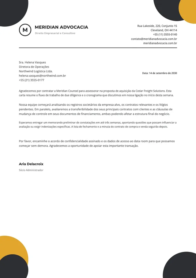 Modelo de papel timbrado corporativo para escritório de advocacia