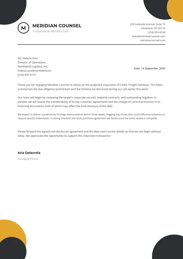 corporate law firm letterhead template