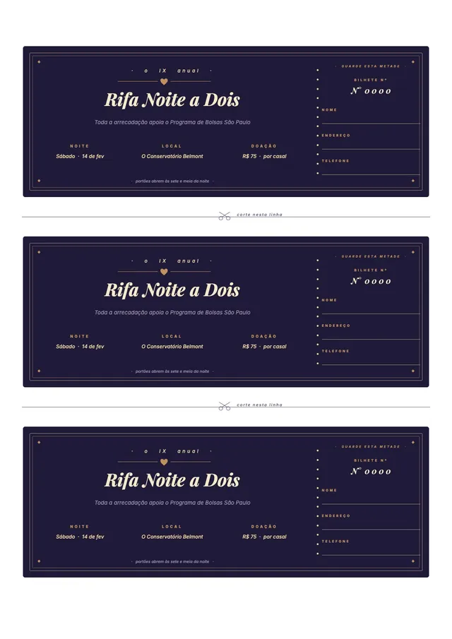 Modelo de rifa para noite de casais