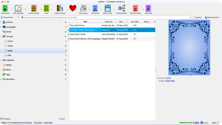 Calibreを使ってPDFをMOBIに変換する方法