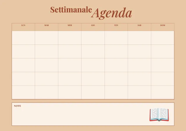 Calendario settimanale color crema