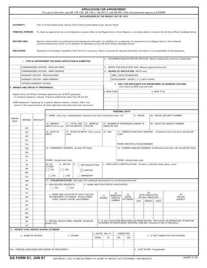 da-61 form