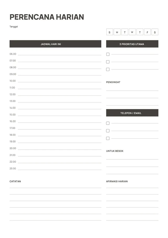 Templat Jadwal Harian