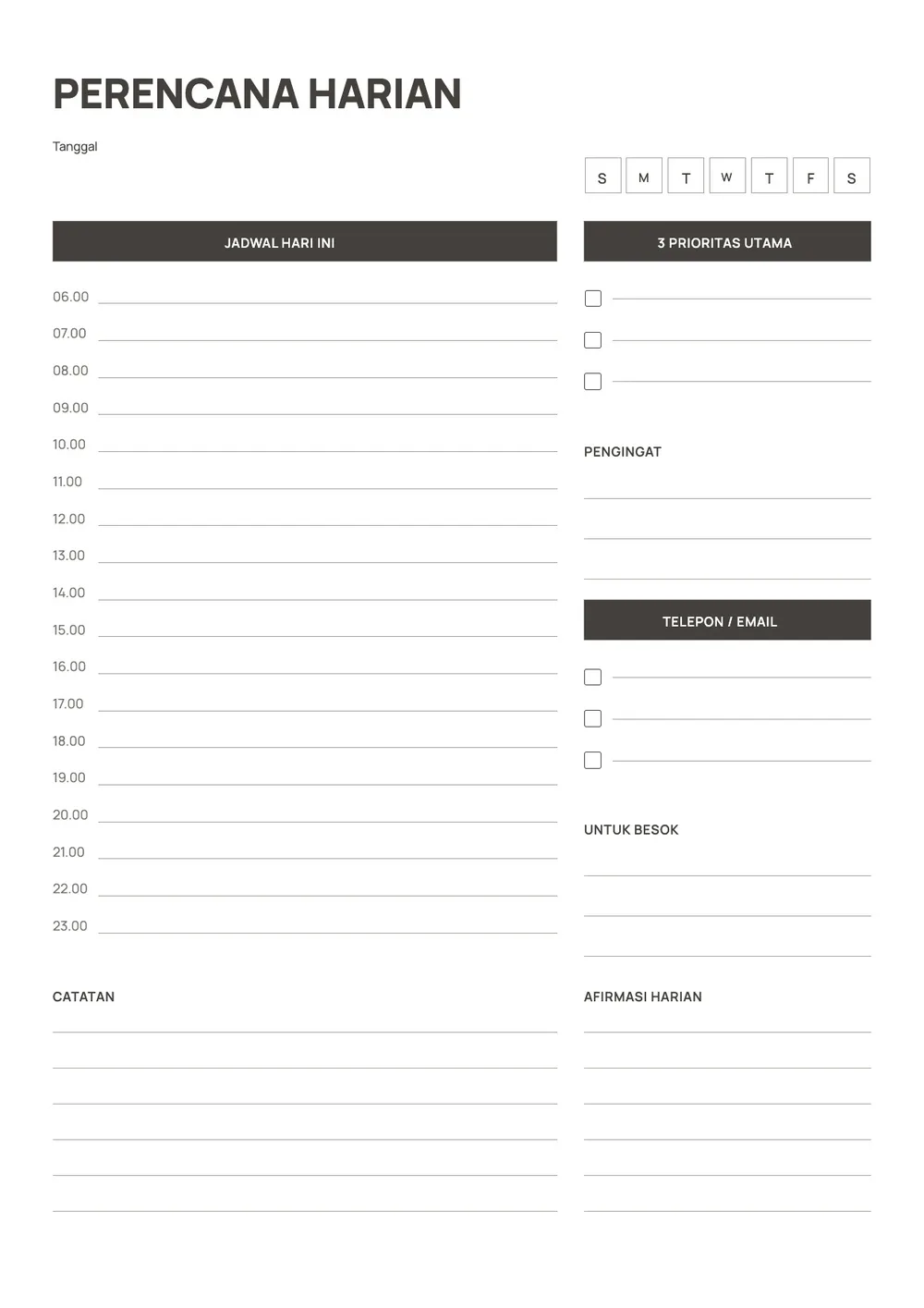 Templat Jadwal Harian