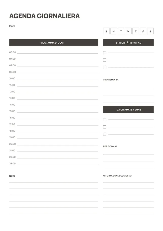 Modello di programma giornaliero