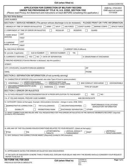 dd-149 form