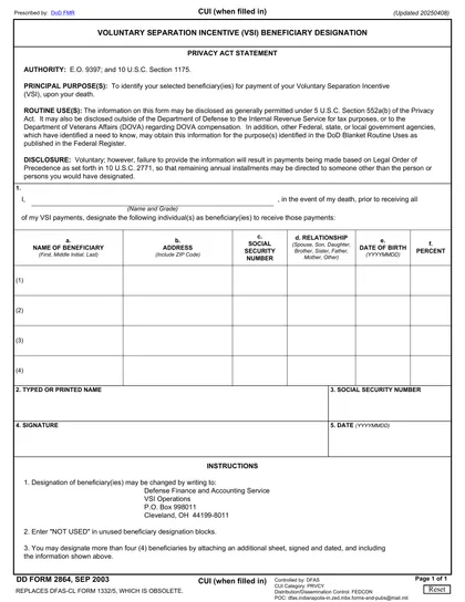 dd-2864 form