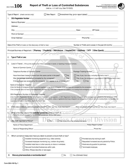 dea-106 form
