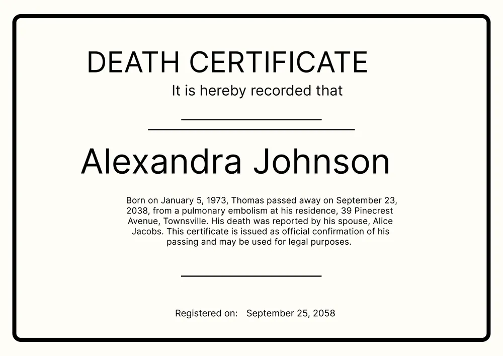 death-certificate form