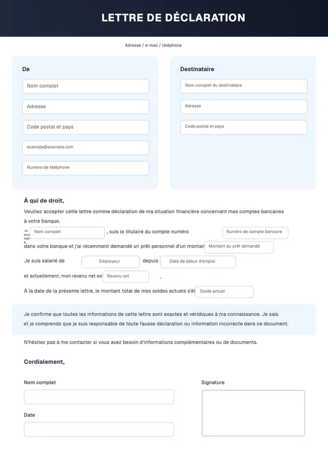Lettre de déclaration