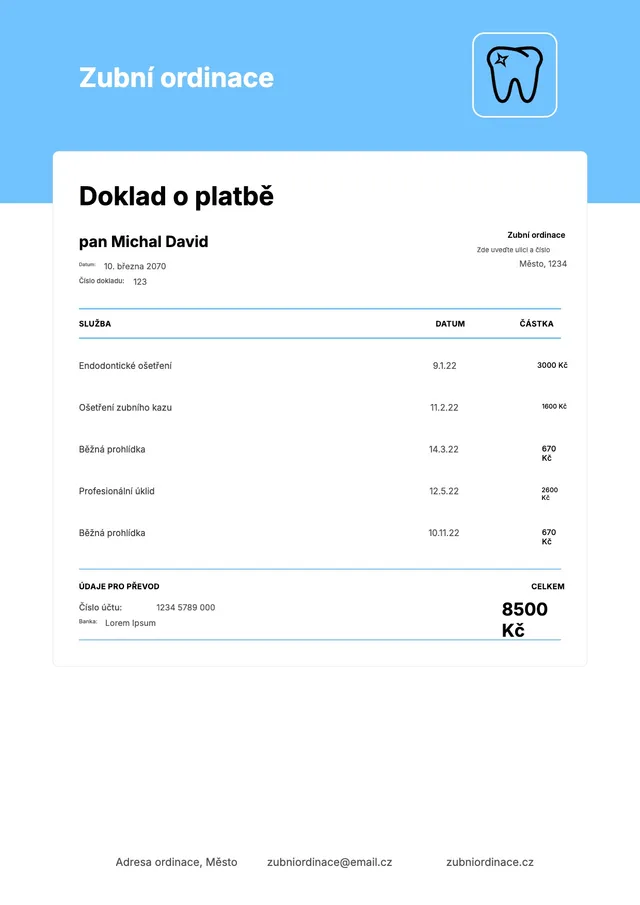 Vzor zubní faktury