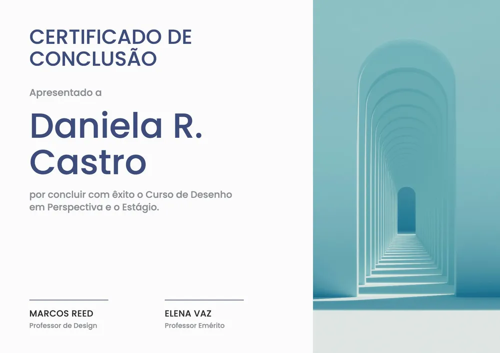 Modelo de certificado de estágio em design