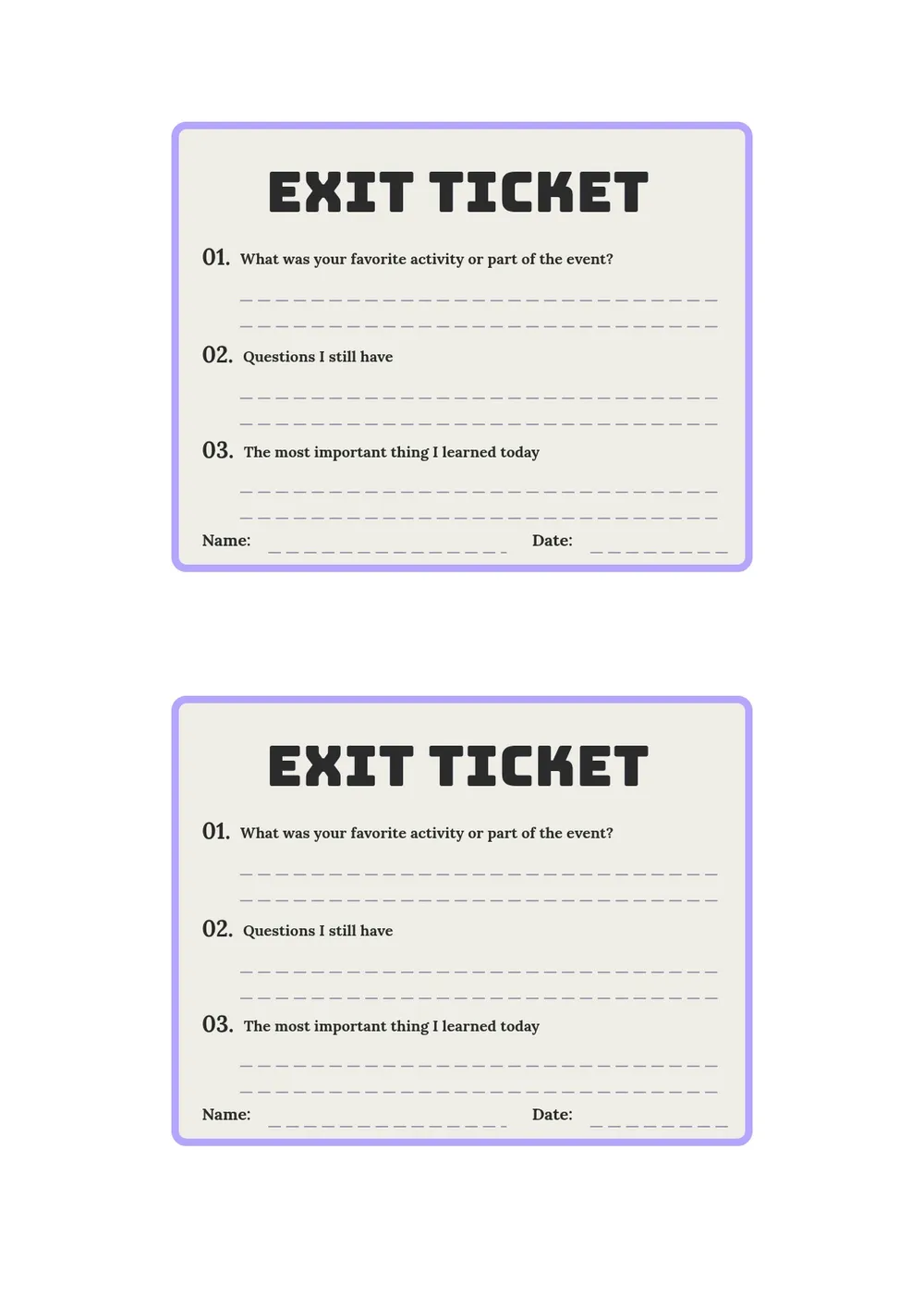 digital exit ticket template