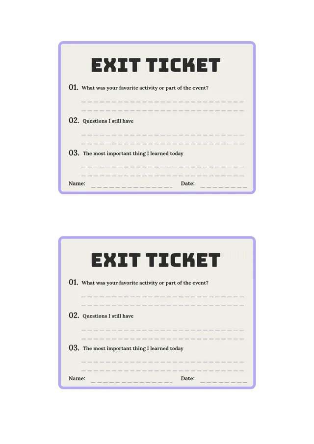 digital exit ticket template