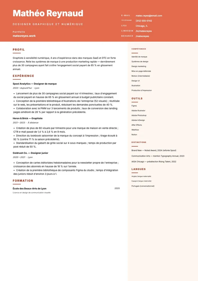 CV de graphiste digital