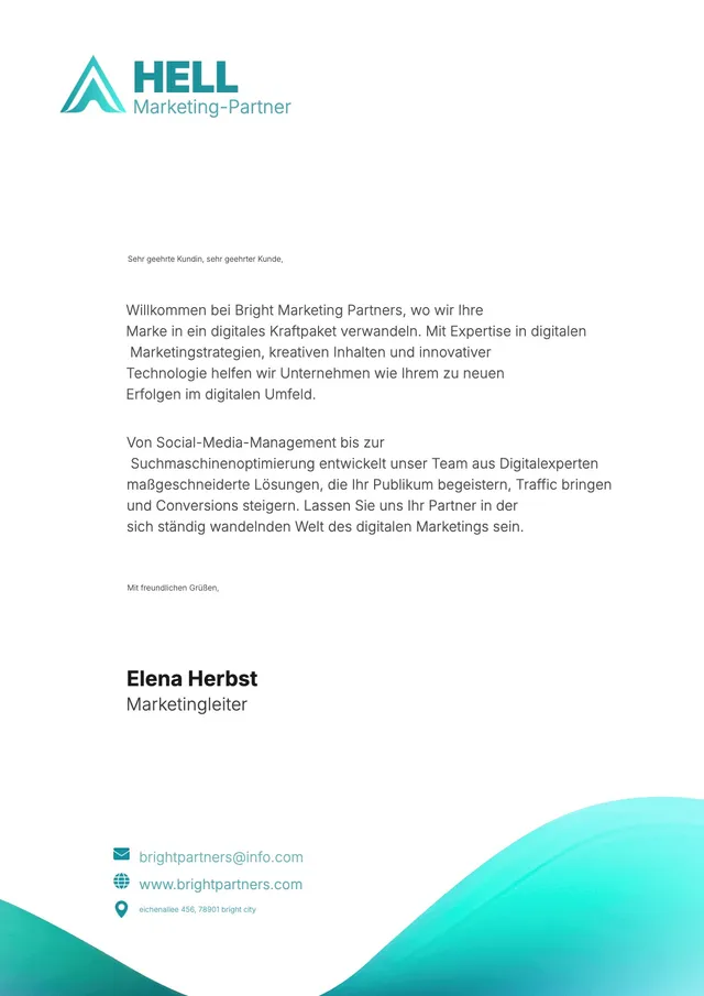 Briefkopf für digitales Marketing