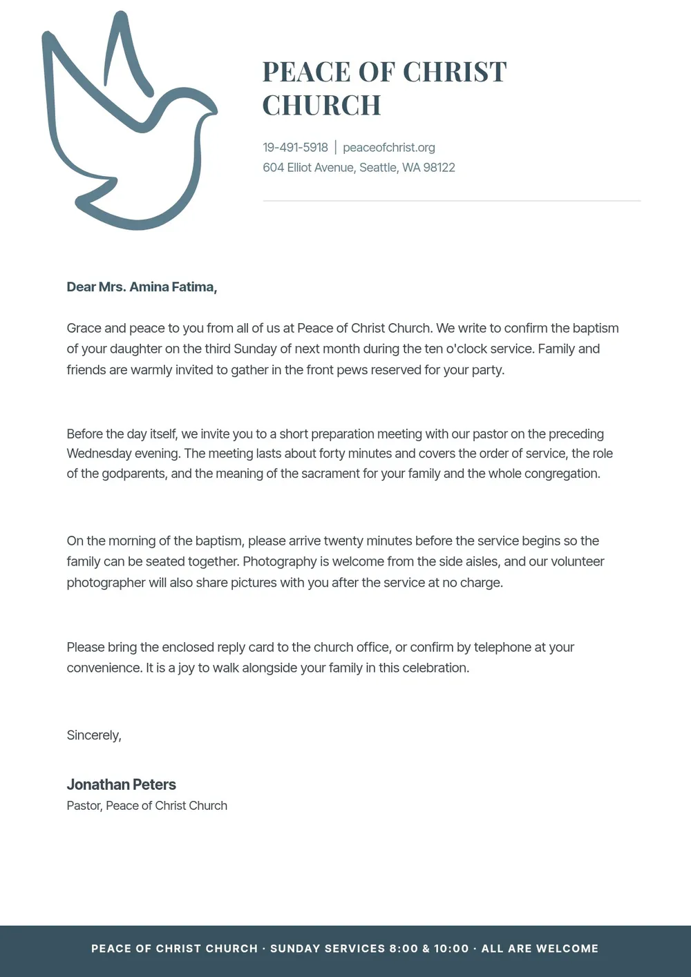 dove church letterhead template