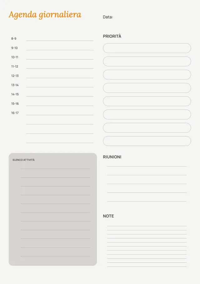 Agenda giornaliera elegante