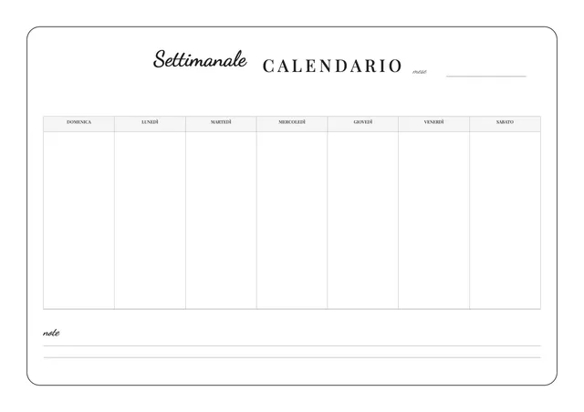 Calendario settimanale elegante