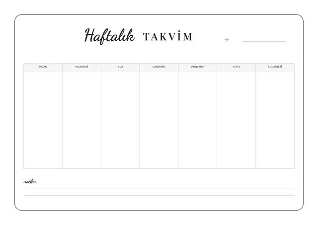 Zarif haftalık ders programı