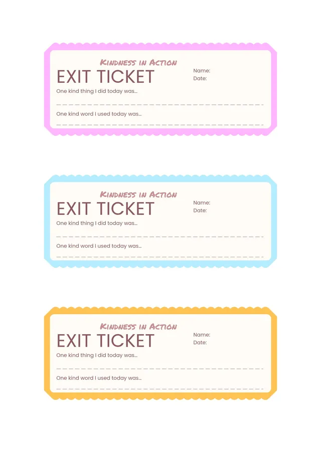 elementary exit ticket template