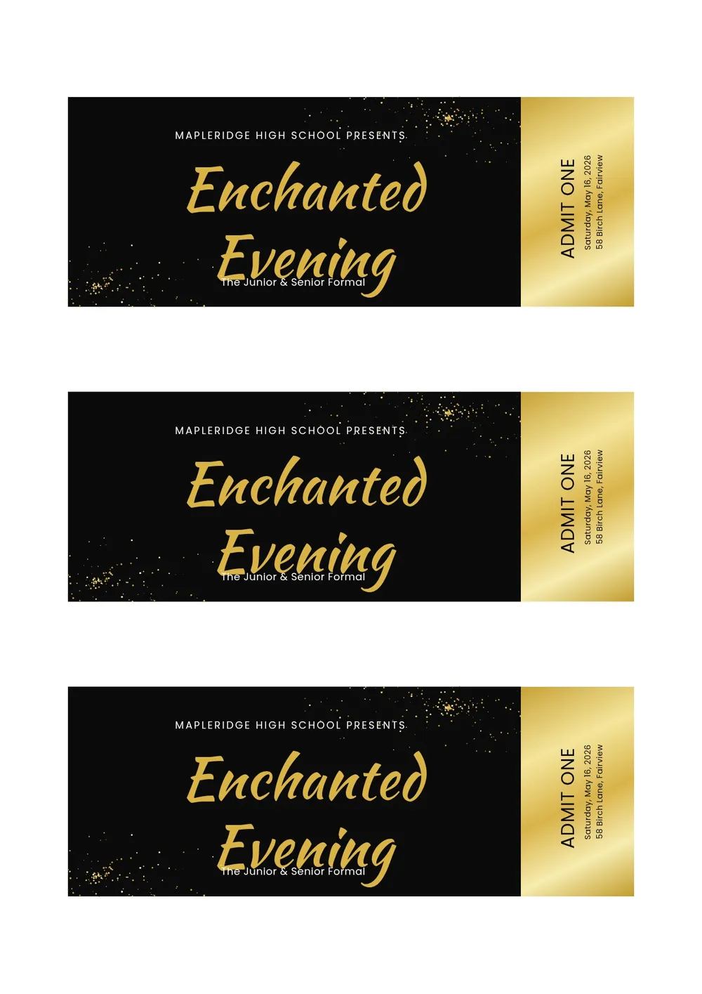 enchanted golden ticket template