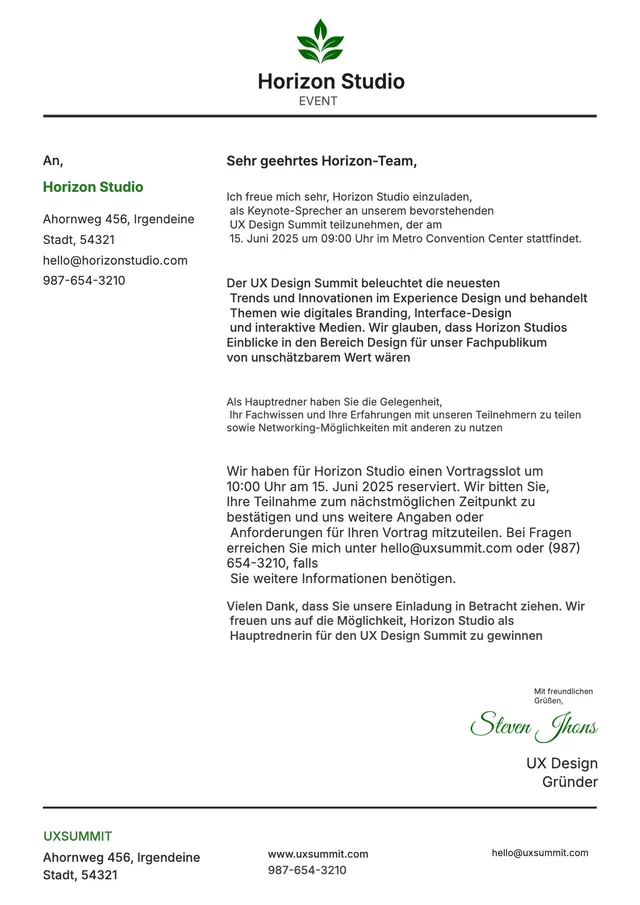 Briefkopf für Veranstaltungseinladungen