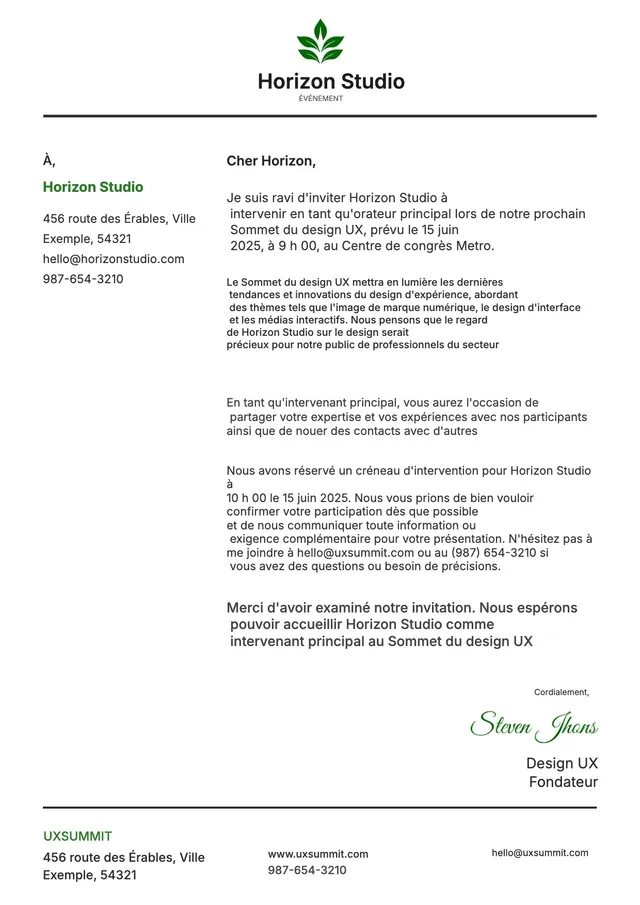Papier en-tête d'invitation à un événement