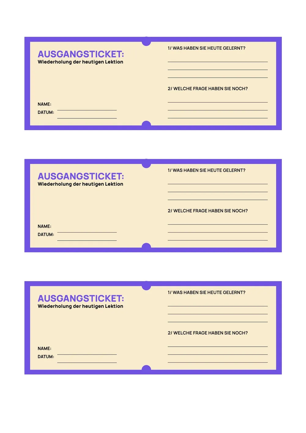 Exit-Ticket-Vorlage