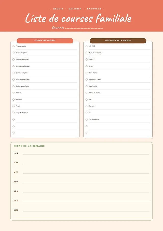Liste de courses famille