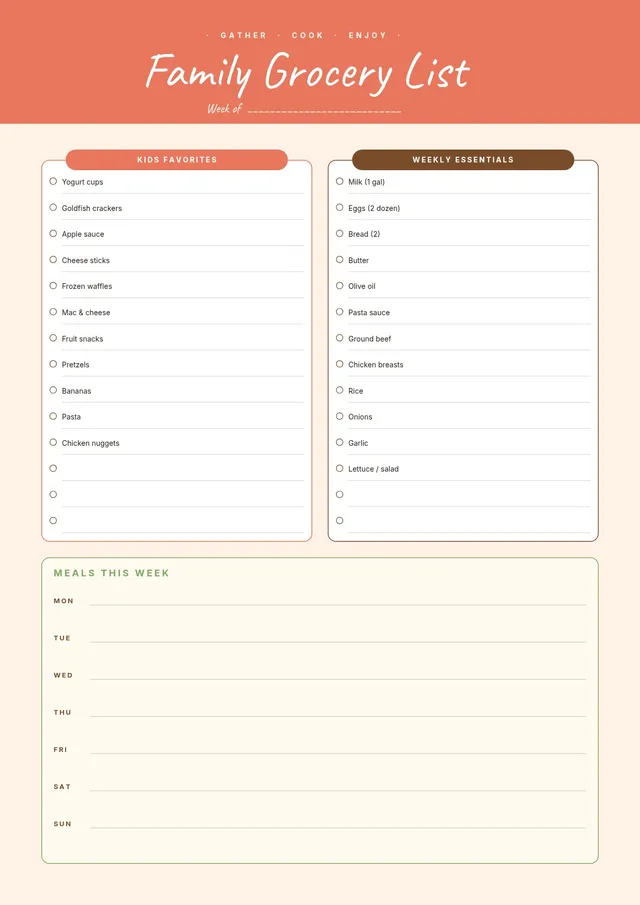 family-grocery-list form