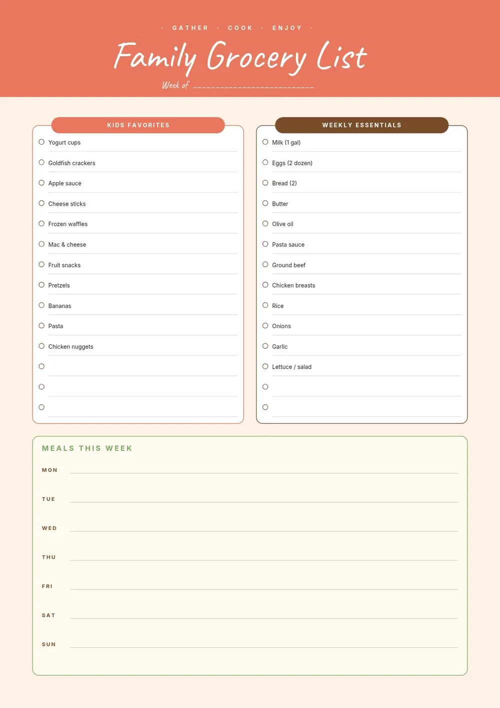 family-grocery-list form