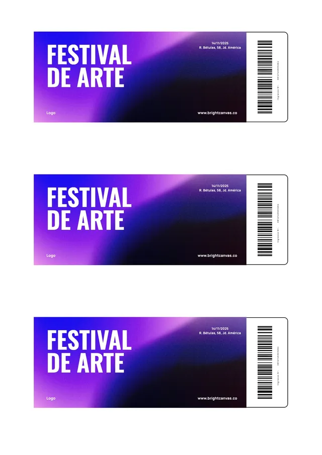 Modelo de ingresso para festival