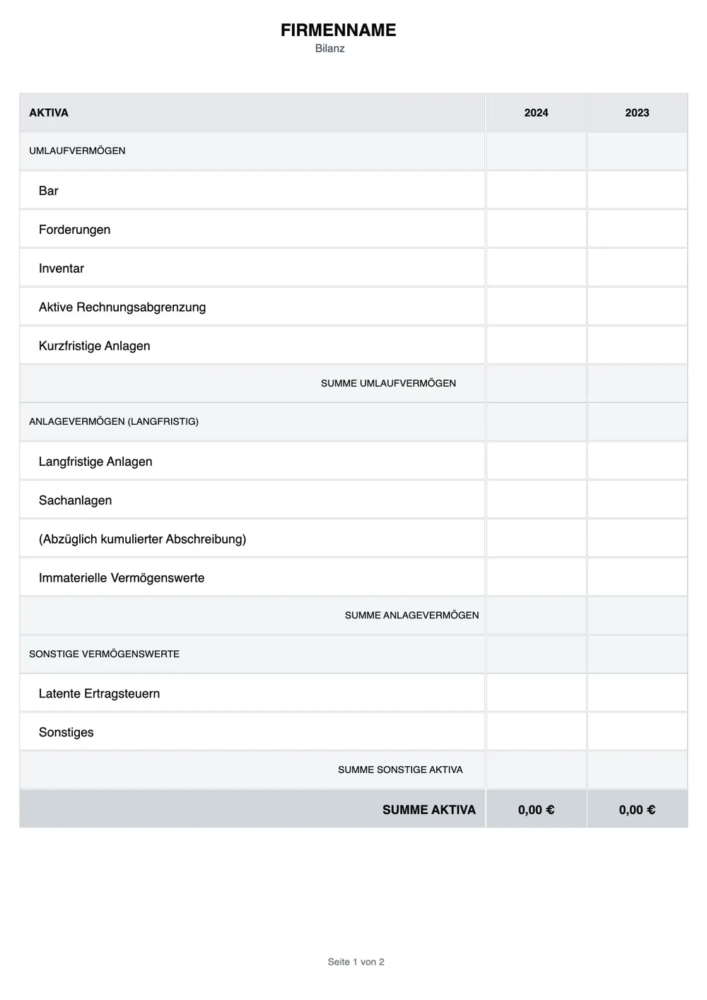 Finanzbericht-Vorlage