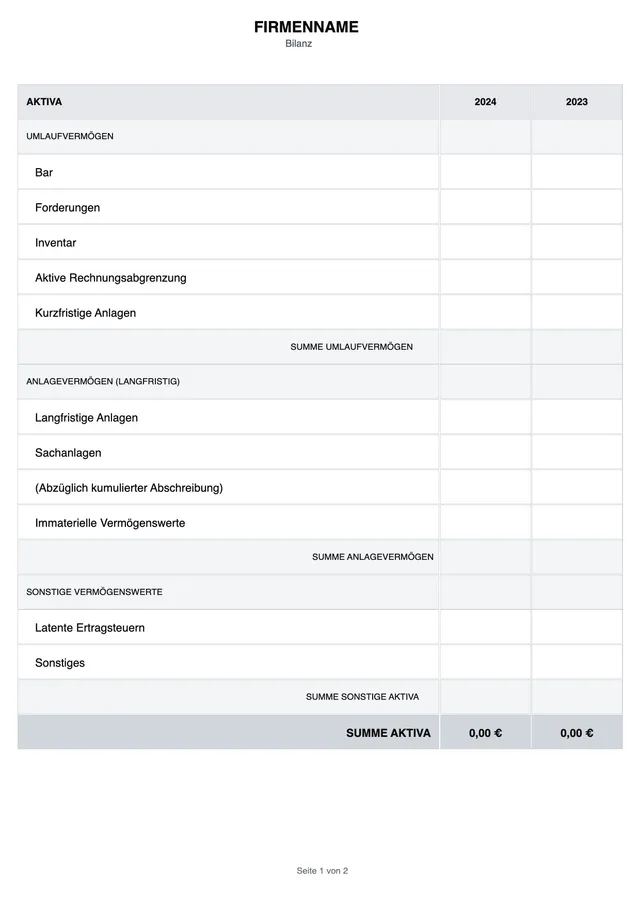 Finanzbericht-Vorlage