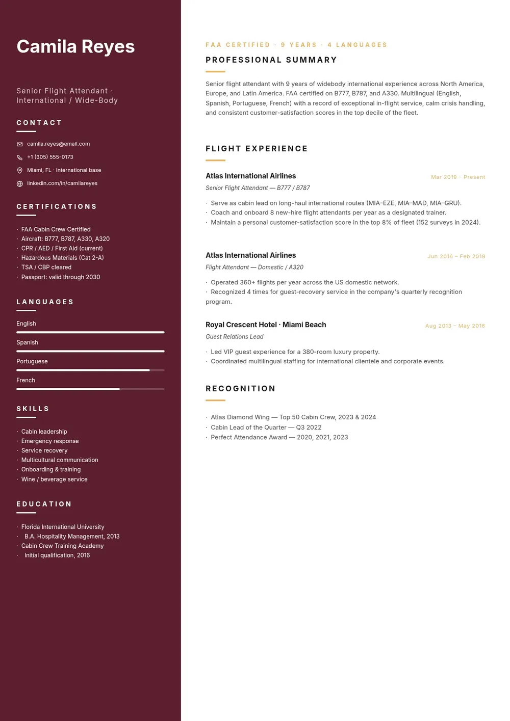 flight-attendant-resume form
