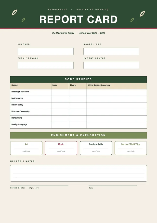 forest-homeschool-report-card form