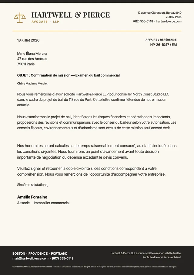 Modèle de papier en-tête de cabinet d'avocats formel