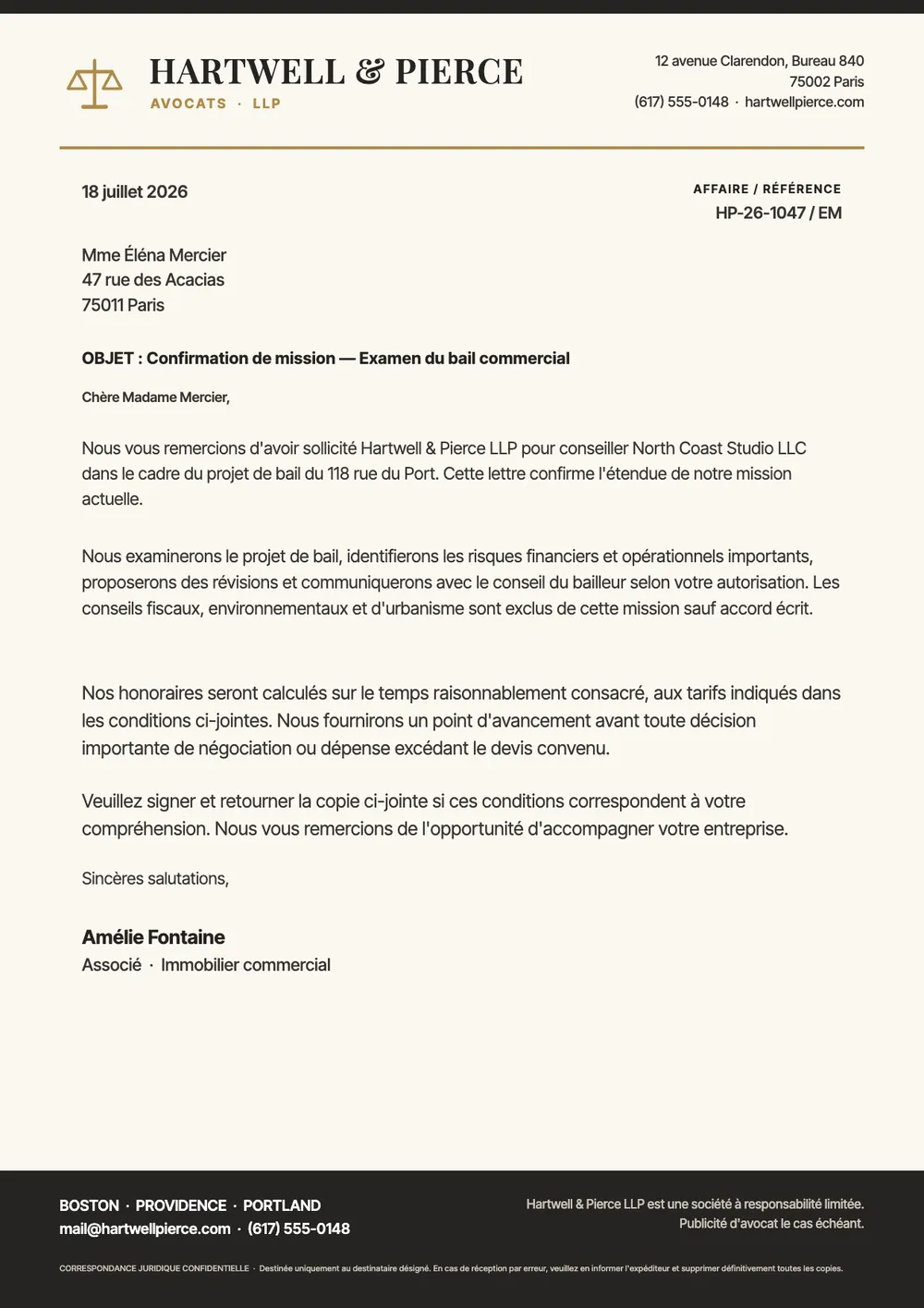 Modèle de papier en-tête de cabinet d'avocats formel