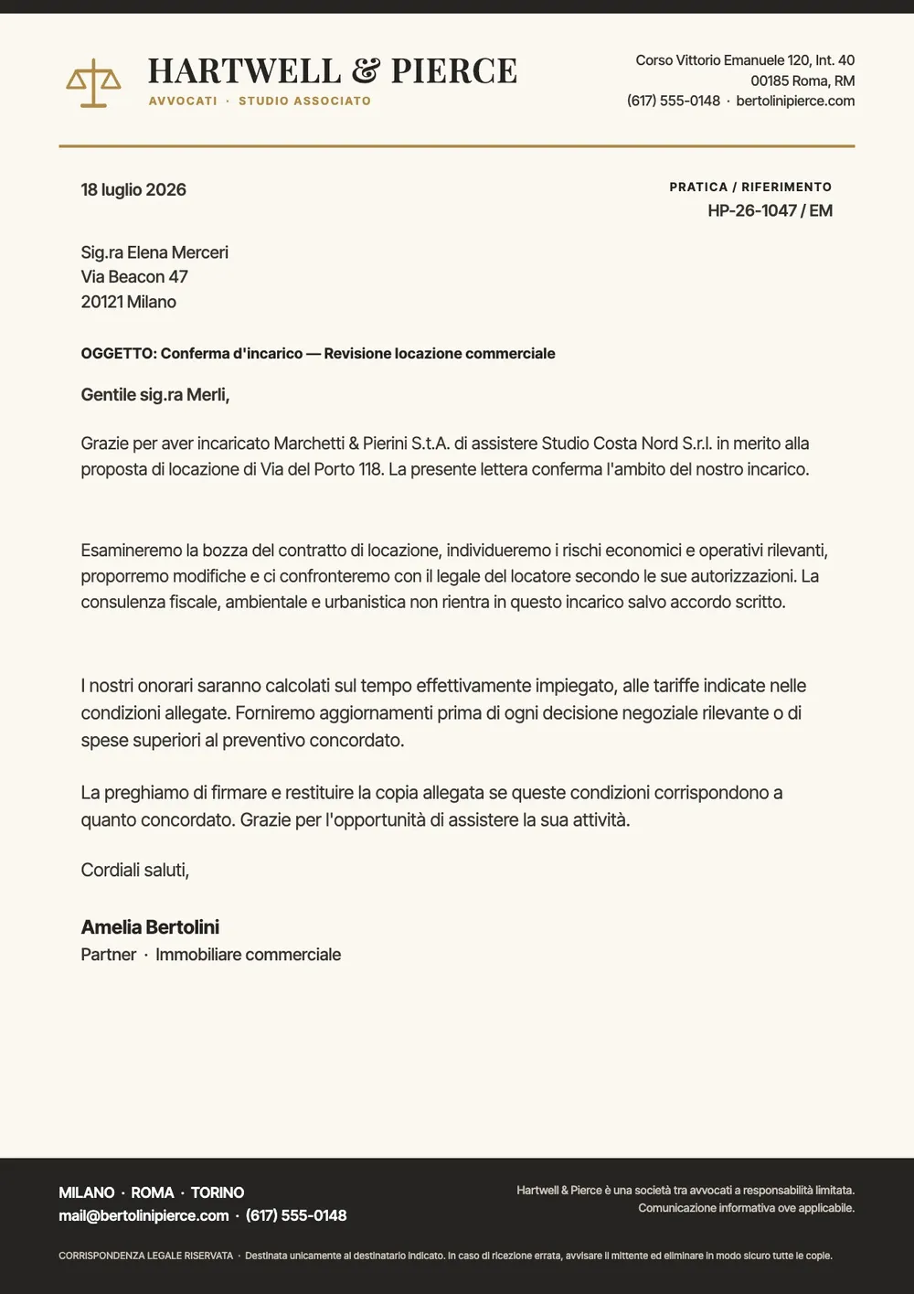 Modello di carta intestata per studio legale formale