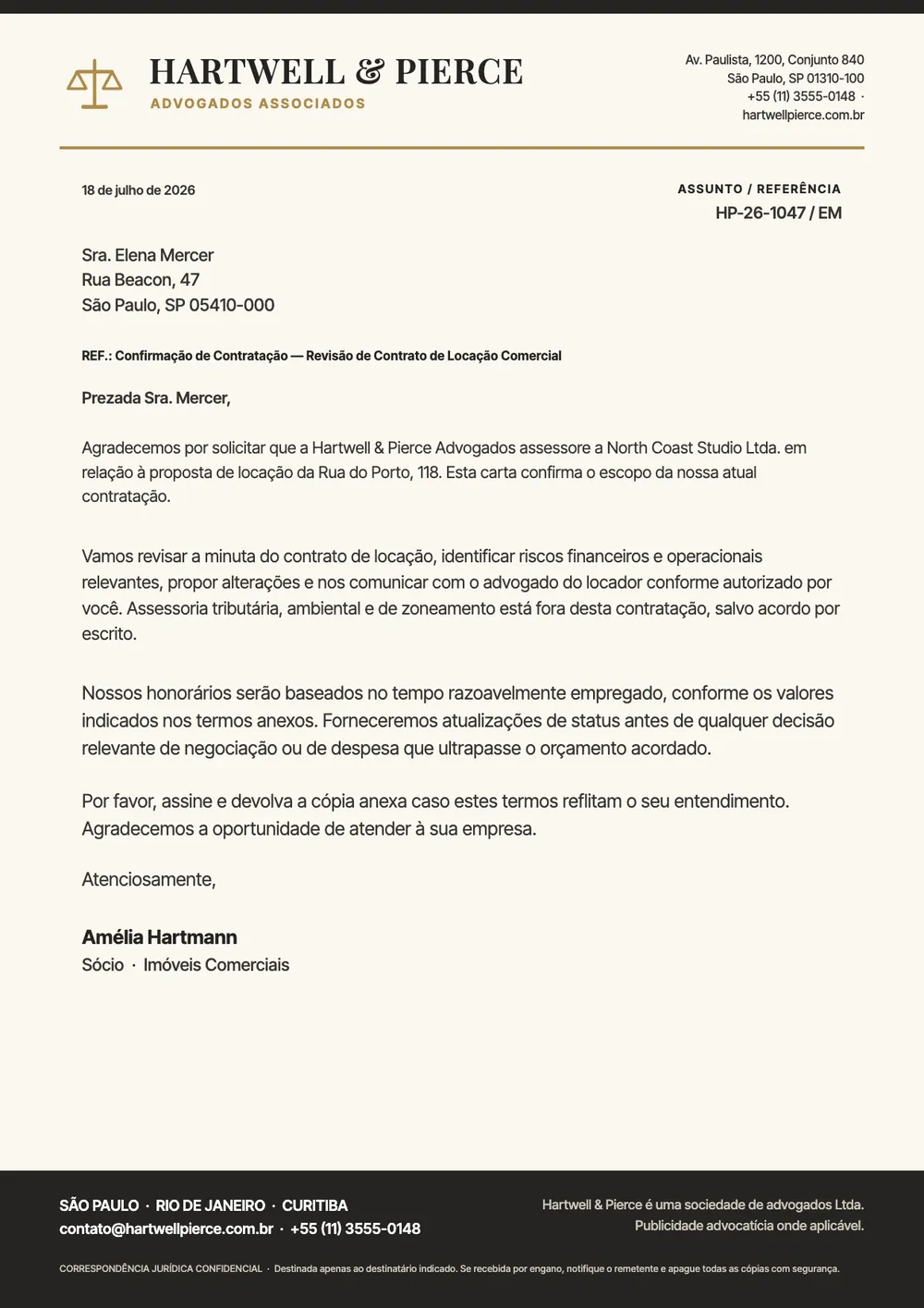 Modelo de papel timbrado formal para escritório de advocacia