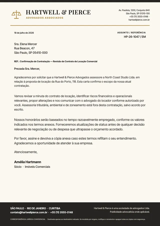 Modelo de papel timbrado formal para escritório de advocacia