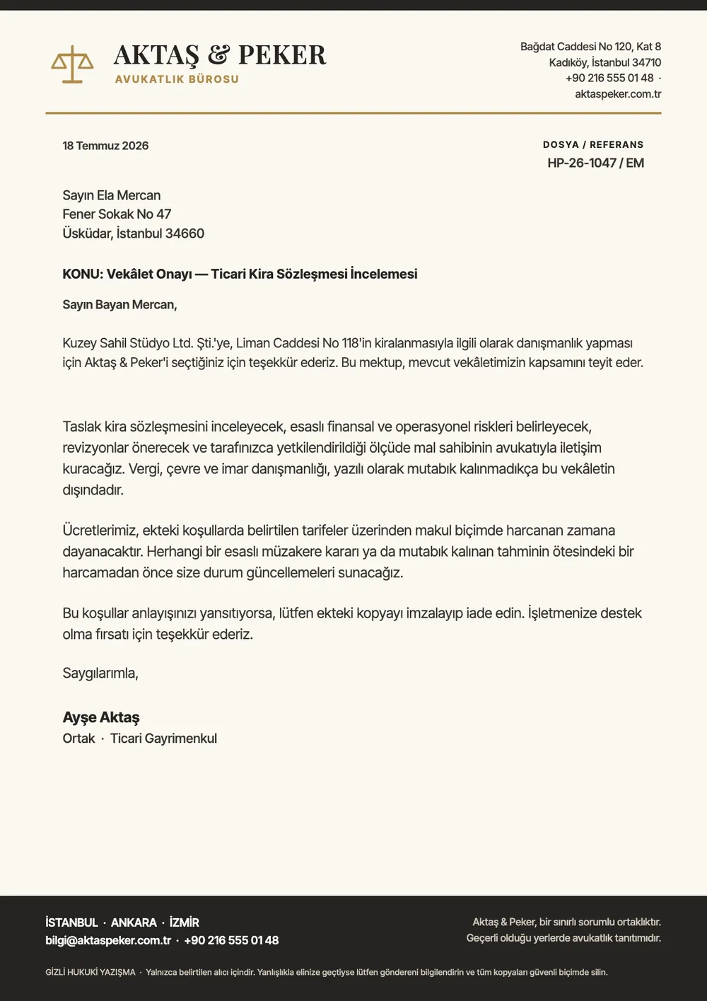 Resmî hukuk bürosu antetli kağıt şablonu