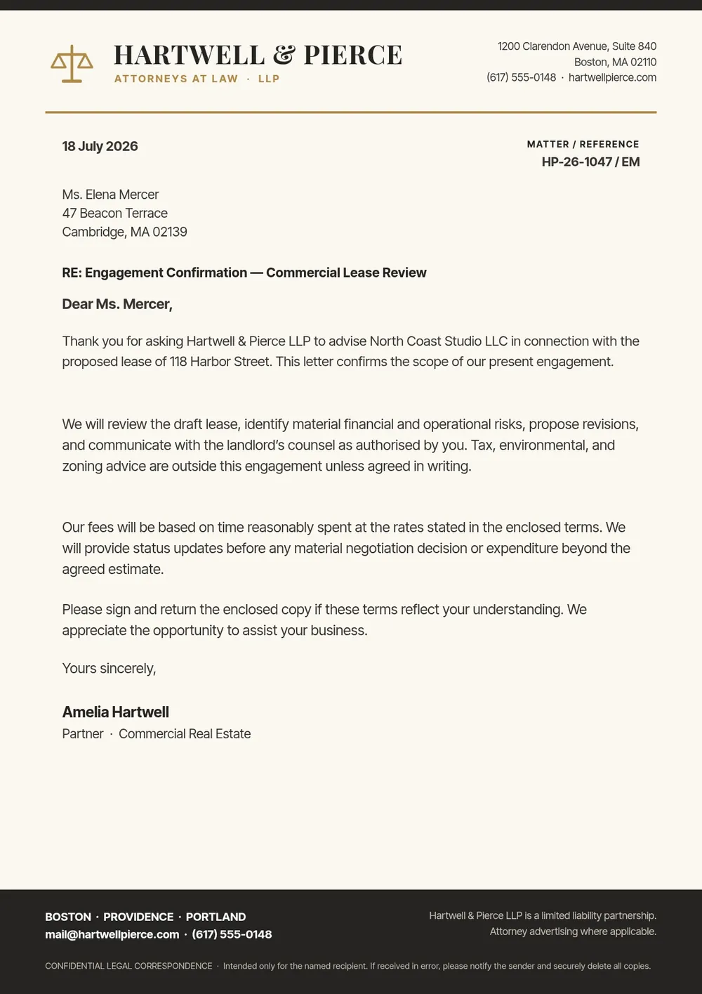 formal law firm letterhead template