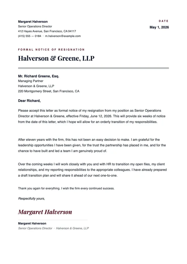 formal-resignation-letter form